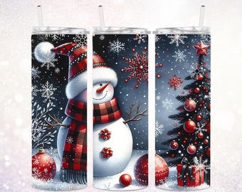 Christmas Snowman 20 oz Tumbler PNG ~ Country Christmas Tumbler PNG ~ Cute Snowman Tumbler ~ Skinny Tumbler Wrap ~ Sublimate ~ Snowman Art
