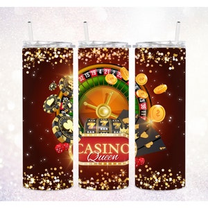 Casino 20 oz Tumbler PNG ~ Casino Queen Tumbler ~ Vegas Tumbler Digital Wrap ~ Gambling Tumbler PNG ~ Cards Skinny Tumbler Sublimation PNG