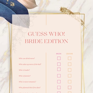 Guess Who Bride Groom Game Bridal Shower Game Bride or Groom Printable ...