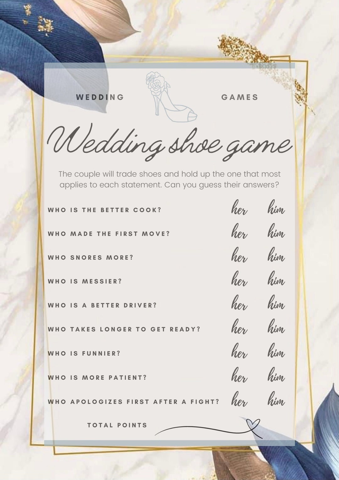 Wedding Shoe Game Printable, Bridal Shower Shoe Game, Fun Couple Shower Game, Bachelorette Party ...