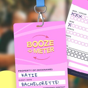 FESTIVAL ID PINK Boooze-o-meter - Party Game | Drinking Game | Drink Tracker | Bachelorette Party | Printable | Digital