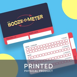 100 cartes imprimées Boooze-o-meter - Party Game | Jeu à boire | Suivi des boissons | Enterrements de vie de jeune fille