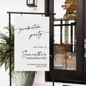 Minimalist Graduation Party Welcome Sign: Modern Printable Poster (16x20, 18x24, 24x36) (Digital Download)