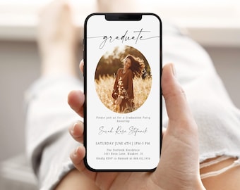 Modern Graduation Party Evite: Photo Invitation Template (Digital Download)
