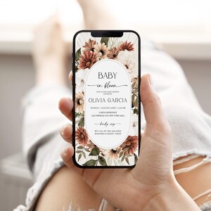 Baby Shower Evite, Wildflower Baby Shower Electronic Invite, Girl Wildflower Baby Shower Digital Invitation, Floral Evite Template, TF