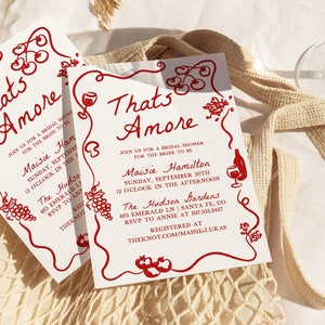 Thats Amore Bridal Shower Invitation Template, DIY Editable Wedding Shower Invite, Printable Engagement Party Invites, French Hand drawn, TA