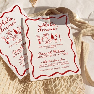 Thats Amore Bridal Shower Invitation Template, DIY Editable Wedding Shower Invite, Printable Engagement Party Invites, French Hand drawn, TA
