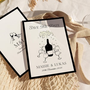 Hand Drawn Save The Date Template, Champagne Tower Wedding Save The Date Invitation, DIY Editable Scribble Illustrated Printable Invites, IS