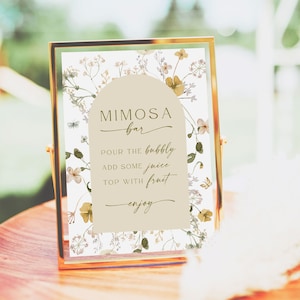 Mimosa Bar Bridal Shower Sign | Wildflower Bridal Shower Mimosa Sign | Mimosa Juice Tags | Mimosa Juice Labels | Boho Bridal Shower | WF1