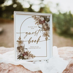 Bitte unterschreiben Sie unser Gästebuch Schild Pampas Grass Hochzeitsgästebuch Schild Unser Gästebuch Rustikal Boho Hochzeit Signage Baby Shower Gast, Lee