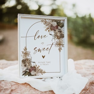 Liebe ist Süß Bitte nehmen Sie ein Leckerli Zeichen | Boho Hochzeit Zeichen | Boho Liebe ist süß | Druckbare Dessert Tischschild | Boho-Babyparty-Zeichen | Lee