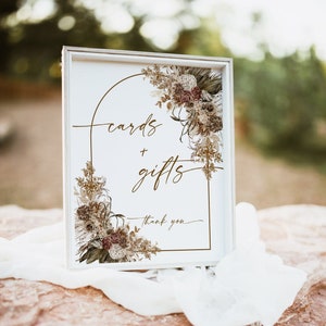 Karten und Geschenke Zeichen Minimalist Hochzeit Zeichen Vorlage Terrakotta Hochzeit Geschenke Zeichen Pampas Gras Baby Shower Zeichen Boho Arch Lee