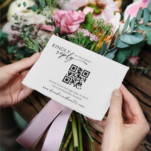 Minimalist QR Code Response Card, QR Code Response Card, RSVP Online, Modern Wedding Reply Card, Minimalist Wedding Reply Card, M1
