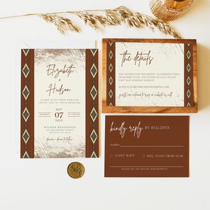 Aztec Western Wedding Invitation Suite, Southwestern Wedding Invitation, Ranch Wedding Invitation, Rustic Western Wedding Invitation, RW