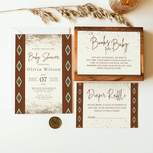 Aztec Western Baby Shower Invitation, Terracotta Aztec Invitations, Rustic Western Co-Ed Invites, Boho Couple's Invite, Bohemian Baby, RW