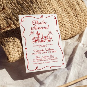 Thats Amore Bridal Shower Invitation Template, DIY Editable Wedding Shower Invite, Printable Engagement Party Invites, French Hand drawn, TA
