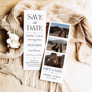 Photo Strip Save the Date, Photo Save the Date Card, Photo Booth Save the Date, Minimalist Save the Date Template, Editable Template T12
