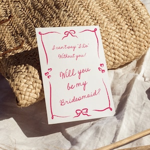 Bridesmaid Proposal Card Template, Hand Drawn Doodle Will You Be My Bridesmaid, Whimsical Wriggly Wavy Border Modern Retro Maid of Honor PR