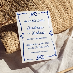 Save The Date Template, Hand Drawn Parisian French Inspired Invitation, Quirky Handwritten Whimsical Vintage Doodle Wedding Announcement PR