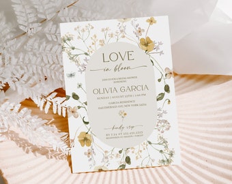 Boho Bridal Shower Invitation, Bohemian Invitation, Wildflower Bridal Shower Invitation, Botanical Bridal Shower Invite, WF1