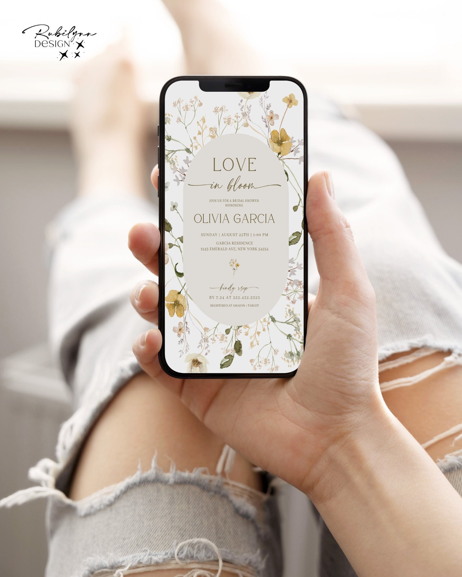 Wildflower Bridal Shower Evite Template, Boho Electronic Bridal Shower ...