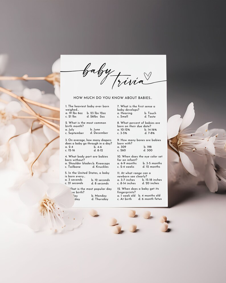 Printable Baby Shower Trivia Game Template, Shower Trivia Questions ...