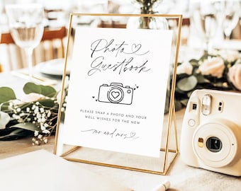 Polaroid Gästebuch Hochzeit Schild Minimalistisches Foto Gästebuch Empfang Zeichen Printable Modernes Polaroid Gästebuch Signage Vorlage HK