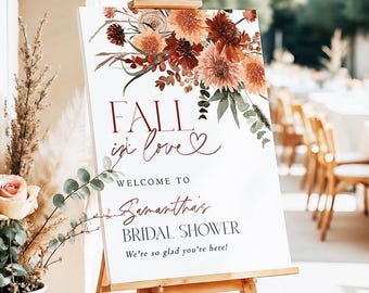 Fall Bridal Shower Welcome Sign Terracotta Floral Welcome Poster Rustic Boho Bridal Shower Welcome Custom Sign Printed + Shipped J8