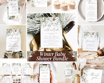 Winter Baby Shower Invitation Bundle, Baby Its Cold Outside Baby Shower Invite Set, Winter Wonderland Baby Shower Decorations & Games, CO