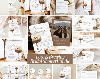 Love Is Brewing Bundle Espresso Martini Bridal Shower Invitation Template Printable Brunch Invite DIY Editable Coffee Wedding Invites EM