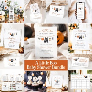 Halloween Baby Shower Bundle Little Boo Baby Shower Invitation Bundle Little Boo is Almost Due Signs Ghost Baby Shower Games Bundle BO