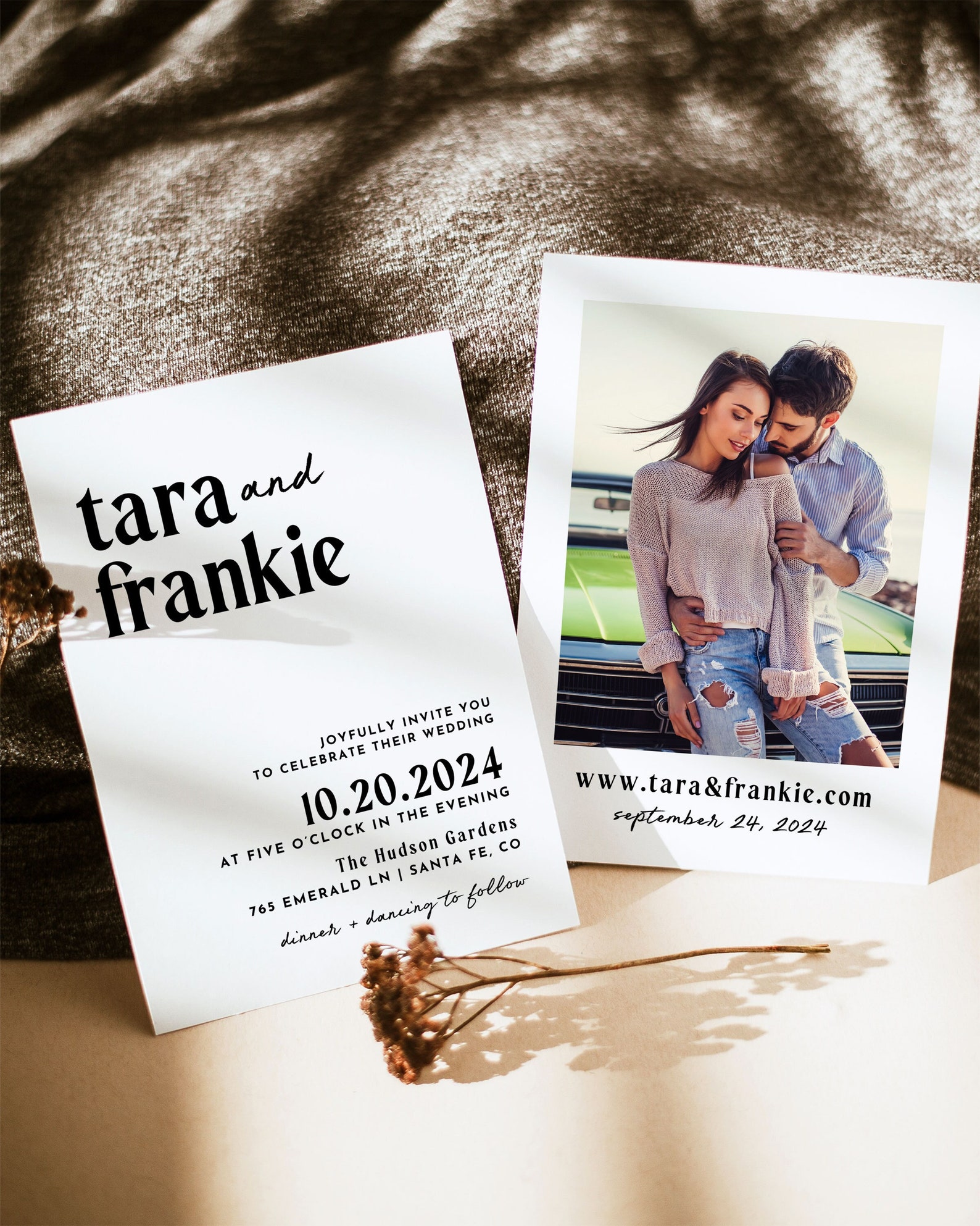 Modern Retro Wedding Invitation Template, DIY Editable Minimalist Photo ...