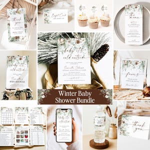 Winter Baby Shower Invitation Bundle, Baby Its Cold Outside Baby Shower Invite Set, Winter Wonderland Baby Shower Decorations & Games, CO