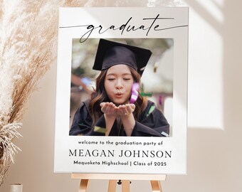 Printed + Shipped Graduation Party Welcome Sign Photo Graduation Welcome Poster Modern Minimalist Graduation Party Welcome Sign ML