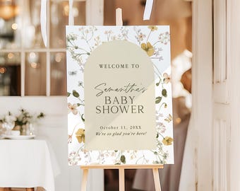 Wildflower Baby Shower Welcome Sign Floral Welcome Sign Baby In Bloom Shower Welcome Poster Gender Neutral Printed + Shipped WF1