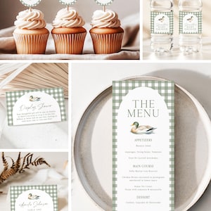 Mallard Baby Shower Invitation Bundle Green Plaid Duck Baby Shower Invite Duck Hunting Shower Games Editable Template Instant Download MD image 7