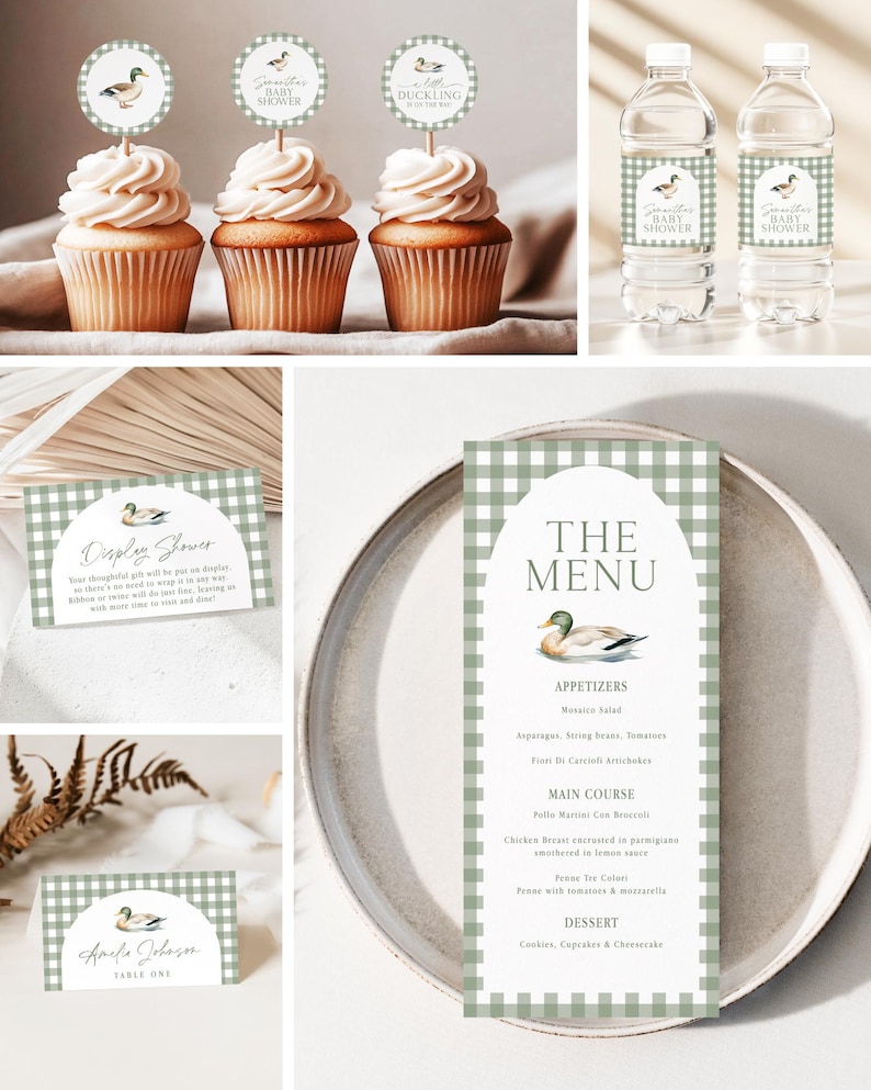 Mallard Baby Shower Invitation Bundle Green Plaid Duck Baby Shower Invite Duck Hunting Shower Games Editable Template Instant Download MD image 7