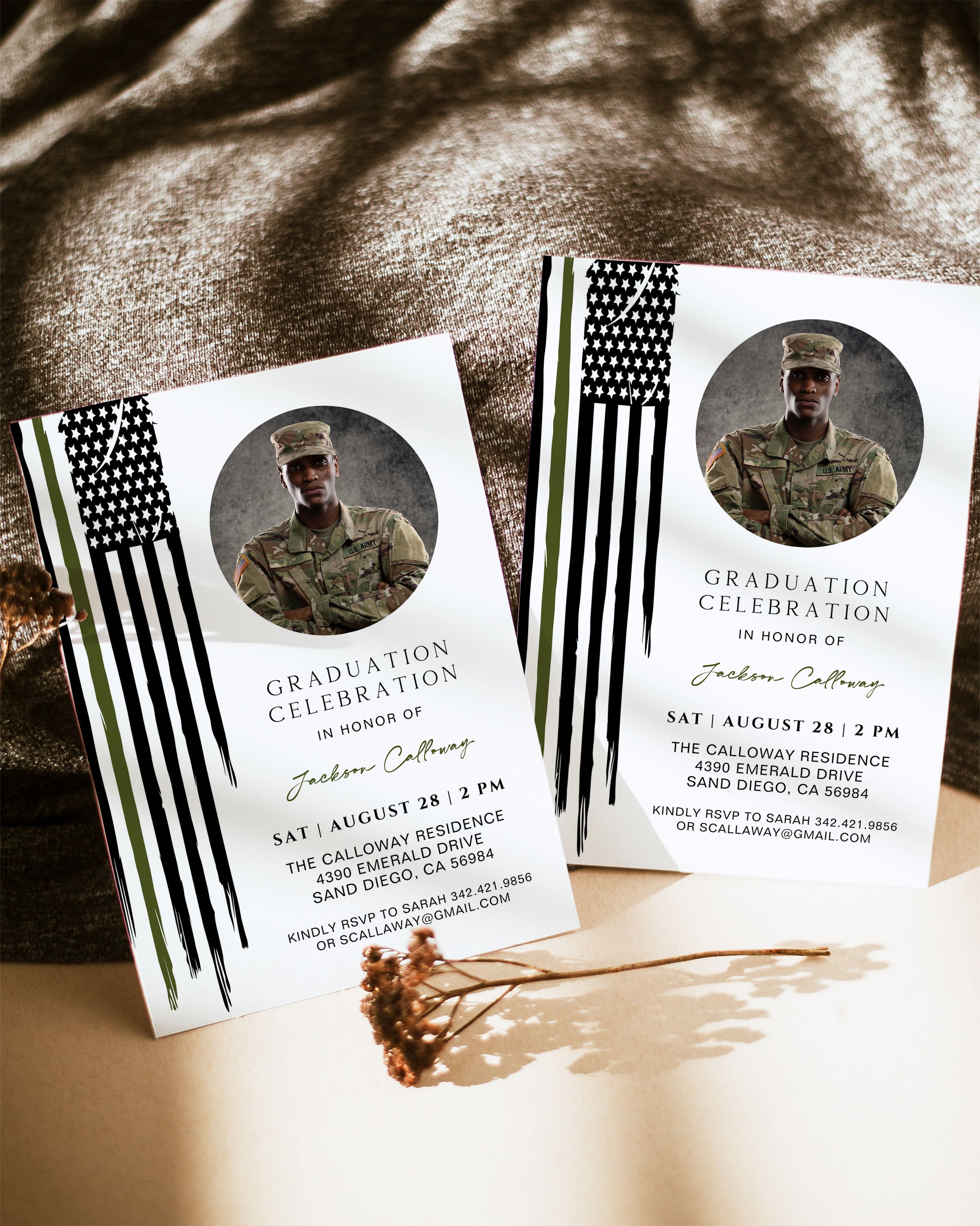 Basic Training Military Graduation Invitation Template, Thin Green Line ...