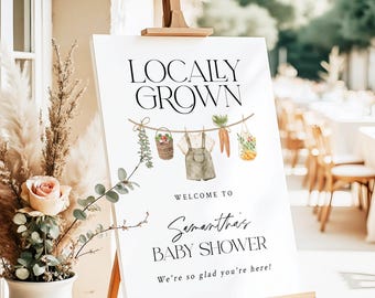 Printed + Shipped Locally Grown Baby Shower Welcome Sign, Farmers Market Baby Shower Welcome Sign, Locally Grown Baby Shower Signage, LG