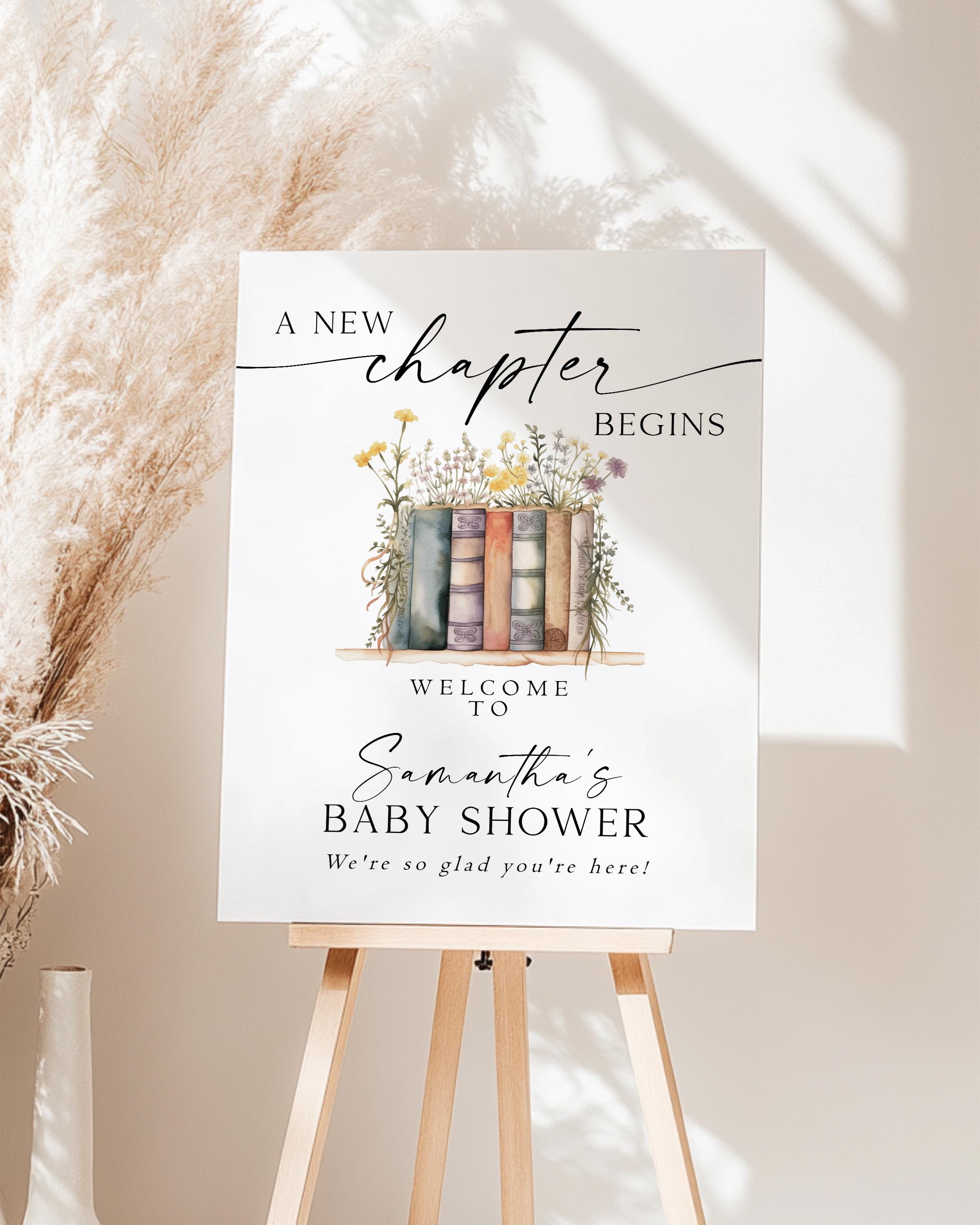 First Chapter Welcome Sign New Chapter Baby Shower Welcome Sign Template, Storybook Theme Editable ...