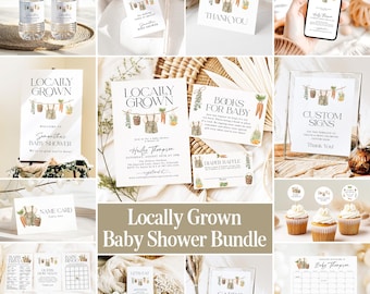 Locally Grown Baby Shower Bundle, Farmers Market Baby Shower Bundle, Locally Grown Baby Shower Games, Editable Locally Grown Invitation, LG