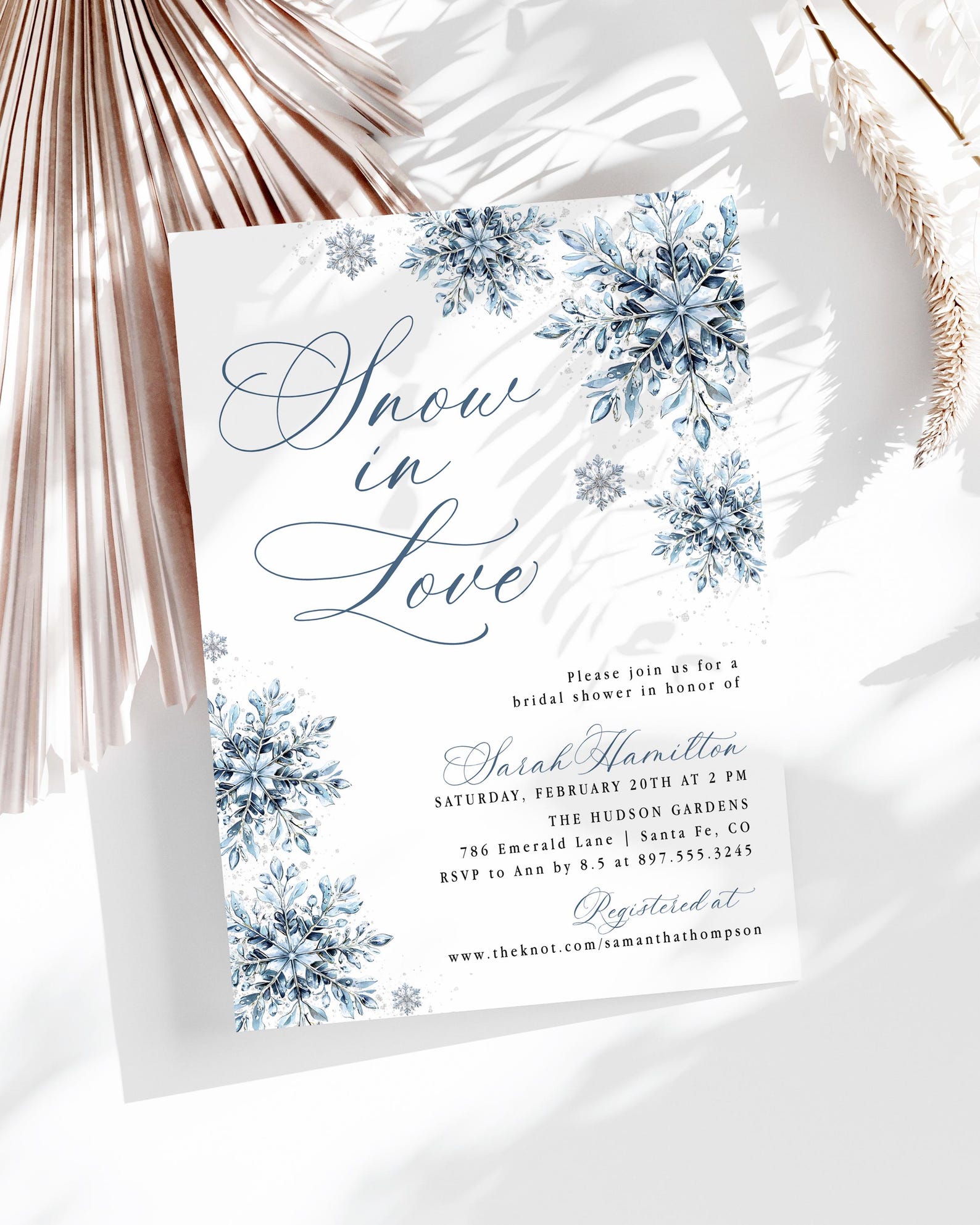 Snow in Love Bridal Shower Invite Snowflake Bridal Shower Invitation ...
