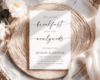 Breakfast With The Newlyweds Invitation Modern Minimalist Morning After Invite The Day After Brunch Instant Download Editable Template ML