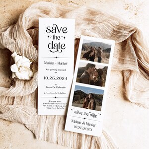Photo Strip Save the Date, Photo Save the Date Card, Photo Booth Save the Date, Minimalist Save the Date Template, Editable Template