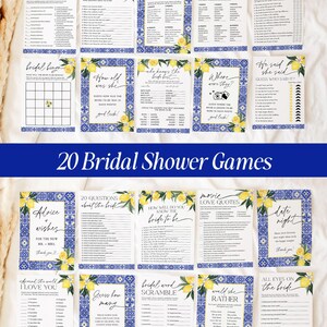 Mediterranean Lemon Bridal Shower Invitation Template Bundle Editable Italian Blue Tiles Frame Invites DIY Main Squeeze Positano Wedding, DB image 6