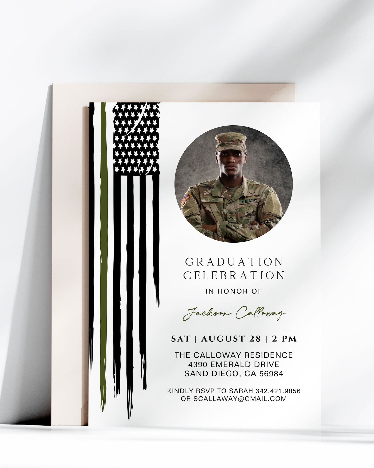 Basic Training Military Graduation Invitation Template, Thin Green Line ...