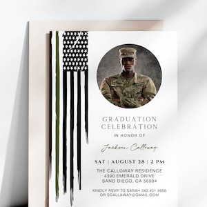 Basic Training Military Graduation Invitation Template, Thin Green Line ...