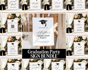 Graduation Party Sign Bundle Editable Grad Party Templates Printable Tabletop Event Signs Custom Highschool Graduation Party Signage G4