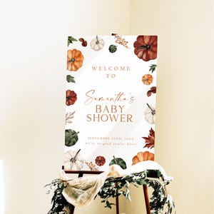 Pumpkin Baby Shower Welcome Sign, Little Pumpkin On The Way Baby Shower, Fall Baby Shower, Autumn Harvest Baby Party Signage G7