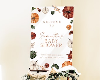 Pumpkin Baby Shower Welcome Sign, Little Pumpkin On The Way Baby Shower, Fall Baby Shower, Autumn Harvest Baby Party Signage G7